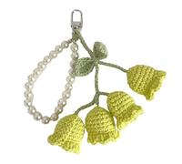 Psdndeww Appariscente Uncinetto Fiore Chiavi Fatto A Mano A Maglia Sacchetto Di Fiori Pendente Perline Charm Gioielli Per Chiavi E Zaini