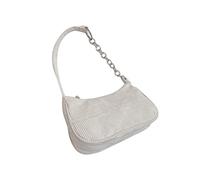 [Psdndeww] Borsa a tracolla a righe casual borsa a mano con cerniera borsa in velluto a coste che si abbina a tutta la festa della mamma, Bianco 100 pezzi, チェーンストラップ