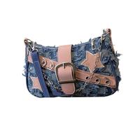 [Psdndeww] Borsa a tracolla alla moda creativa borsa ascellare ufficio ufficio braccio Pit bag donna accessori punk con decorazione a stella, Scacchiera Blu
