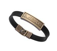 [Psdndeww] Braccialetto in silicone con lettera dell'uomo religioso gemma Gesù braccialetto chirurgico uomo