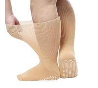 Psdndeww Calzini extra larghi per piedi gonfi larghi bariatrici nessuno vincolante ospedale diabetico con presa per uomini donne calzini extra larghezza per piedi gonfi, Erogazione giallastra, S-XXL