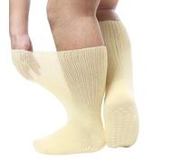 Psdndeww Calzini extra larghi per piedi gonfi larghi bariatrici nessuno vincolante ospedale diabetico con presa per uomini donne calzini extra larghezza per piedi gonfi, Erogazione beige plu, S-XXL