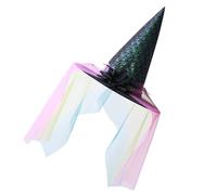[Psdndeww] Cappello da strega fresco con pizzo a fiore di velo da donna per costume da mago da giovane per festa di Halloween