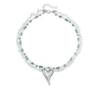 [Psdndeww] Collana con ciondolo a forma di cuore in pietra naturale, lunghezza regolabile, gioiello leggero per casual o feste, Free Size, come descritto, Nessuna pietra preziosa