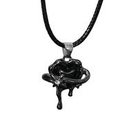 [Psdndeww] Collana con ciondolo cuore liquido gotico con occhio di diavolo croce girocollo punk demone clavicola catena gioielli per donne accessori