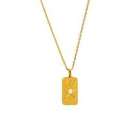 [Psdndeww] Collana con ciondolo quadrato in acciaio inossidabile, bella collana con ciondolo a forma di stella del mondo della luna del mondo della moda personale