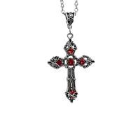 [Psdndeww] Collana con croce cristiana in stile barocco grande girocollo in cristallo croce gotica croce Pasqua gioielli unisex croce ciondolo regalo
