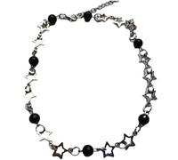 Psdndeww Collana girocollo con perle a forma di stella cava gotica vintage estetica punk harajuku catena per collo gioielli per feste