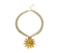 [Psdndeww] Collana in acciaio inossidabile con design a foglia alla moda ciondolo a forma di sole/conchiglia, accessori per catena a maglia morbida, da indossare tutti i giorni, collana minimalista ma