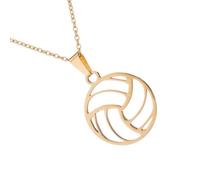 Psdndeww Collana in acciaio inossidabile ispirata alla pallavolo, gioiello minimalista alla clavicola alla moda, regalo sportivo, collana con ciondolo a forma di squadra e pallavolo, Misura unica