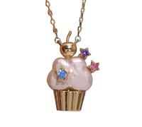 [Psdndeww] Collana moderna ispirata al gelato con perle e dettagli in rame, gioielli per chi indossa la pelle sensibile, accessori per feste per donne, フリーサイズ, come descritto, Nessuna pietra preziosa