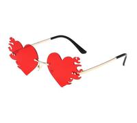 [Psdndeww] Cornice senza cornice Cuore Occhiali da sole Viaggio Stage Musica Festival Ombra Leggero Trendy Ombra Fornitura Ombra, Rosso