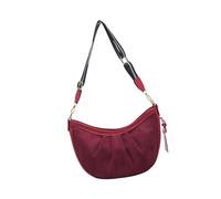 [Psdndeww] Elegante borsa a mezza luna in pelle PU portafoglio a tracolla impressionante borsa a tracolla con tracolla regolabile per donne e ragazze, Rosso scuro