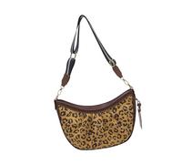 [Psdndeww] Elegante borsa a mezza luna in pelle PU portafoglio a tracolla impressionante borsa a tracolla con tracolla regolabile per donne e ragazze, Marrone leopardato