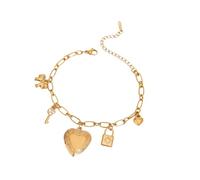 Psdndeww Elegante ciondolo a forma di cuore alla moda per feste, matrimoni, gioielli da polso adatti per le donne abbinati a vari abiti con ciondolo a forma di cuore floreale inciso, Misura unica