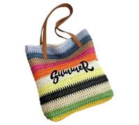 [Psdndeww] Elegante e pratica borsa a tracolla in tessuto arcobaleno spaziosa per vacanze al mare o shopping in città, A