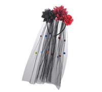 Psdndeww Fascia per capelli messicani con fiori, corone, veli, giorno dei morti, copricapo per Halloween con teschio di zucchero per feste e costumi per il giorno dei morti