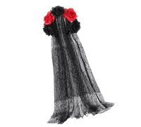 Psdndeww Fascia per capelli messicani con fiori, corone, veli, giorno dei morti, copricapo per Halloween con teschio di zucchero per feste e costumi per il giorno dei morti