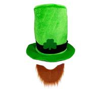 [Psdndeww] Festival Green Top Hat e Barba con Stile Elegante Patrick Key King Day Party Decorazione Indossare