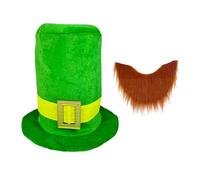 [Psdndeww] Festival Green Top Hat e Barba con Stile Elegante Patrick Key King Day Party Decorazione Indossare