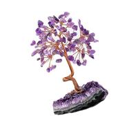 Psdndeww Filo metallico ametista albero di cristallo con pietre preziose base per la pace spirituale e frequenze decorazioni per la casa