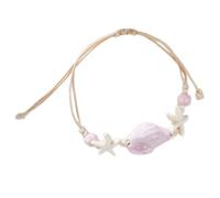 [Psdndeww] Gioielli da spiaggia in ceramica con perle di conchiglia di stella marina intrecciate per donne e ragazze regalo in resina intrecciata, フリーサイズ