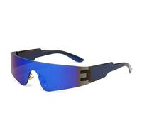 [Psdndeww] Occhiali da sole sportivi moderni punk leggeri ombra futura bambola ombra spettacolo dal vivo festa accessori per foto, Black Frame Blue Fill