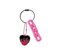 Psdndeww Portachiavi con ciondolo a forma di cuore con fiamma, per gli appassionati di auto, coppie e individui alla moda, portachiavi elegante e in metallo, E, Taglia unica