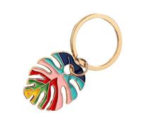 Psdndeww Portachiavi multicolore alla moda con ciondolo a forma di foglia, in resina, accessorio alla moda per borse o chiavi