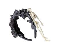 [Psdndeww] Raccapricciante scheletro strega partito in pizzo cerchio per capelli di Halloween scheletro gioco di ruolo, costume da ballo di fine anno, festa dal vivo spettacolo