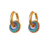 [Psdndeww] Retro Pittura Fiore Design Collana Pendente Catena Del Collo Orecchini Vintage Elegante Collo Orecchio Monili per le Donne Ragazze