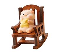 Psdndeww Sedia a dondolo figura animale bella figura in miniatura ornamento resina artigianato per camera da letto