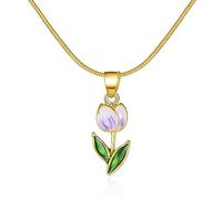 [Psdndeww] Semplice Tulipano Fiore Pendente Collare Collana Girocollo Moda Estate Gioielli Catena Del Collo Semplice Clavicola Catena Della Collana