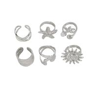 [Psdndeww] Set di 4 pezzi Creativo Capesante Stella Marina Anello Aperto Regolabile Knuckle Gioielli Oro/Argento Gioielli per Donne e Uomini