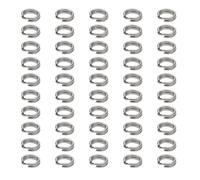 Psdndeww Set di 50 anelli rotondi da pesca assortiti in acciaio inox resistente, per esche e esche