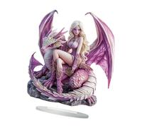 Psdndeww Statua artistica in acrilico minimalista 2D con drago piatto e bellezza, decorazione per mensole da ufficio, soggiorno, opere d'arte artistiche in acrilico per mensole