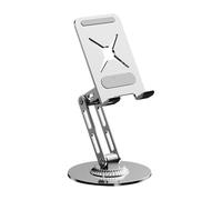 Psdndeww Supporto girevole in metallo con impugnatura antiscivolo e meccanismo di rotazione silenzioso per tablet e telefoni cellulari, supporto per tablet con base antiscivolo