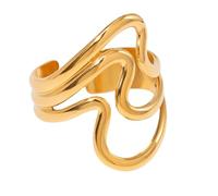 [Psdndeww] Unico Esagerato Anello Regolabile Geometrico Anello Aperto Colore Oro Eye Catch Gioielli Dito