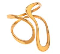 [Psdndeww] Unico Esagerato Anello Regolabile Geometrico Anello Aperto Colore Oro Eye Catch Gioielli Dito