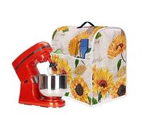 Psesaysky Copertura antipolvere per mixer per giornali con girasole, taglia L, antipolvere, per piccoli elettrodomestici, per bancone della cucina, con tasche per riporre frusta e forchette