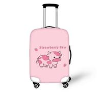 Psesaysky Copertura per bagagli con cerniera nascosta, leggera, lavabile, facile da montare, facile da pulire, misura universale, Mucca fragola, L(Fit 25-28 inch luggage)