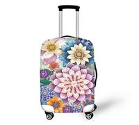 Psesaysky Copertura per bagagli con cerniera nascosta, leggera, lavabile, facile da montare, facile da pulire, misura universale, Fiore Boho, S(Fit 18-21 inch luggage)