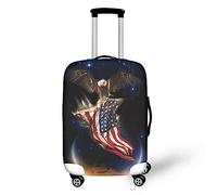 Psesaysky Copertura per bagagli con cerniera nascosta, leggera, lavabile, facile da montare, facile da pulire, misura universale, Bandiera americana con aquila, S(Fit 18-21 inch luggage)