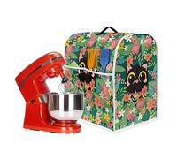 Psesaysky Copertura per mixer con motivo gatto e fiori, con tasche, taglia S, antimacchia, antipolvere, design moderno, antipolvere, lavabile, copertura per caffettiera