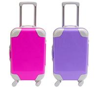 PSFDEWT 2 Pezzi Mini Valigia Mini Valigia realistica per la Festa di Favore Box Bagagli Aperti con Biella estendibile e Ruota Mobile per Regali per Ragazze delle Bambole, Stile 2suitcase