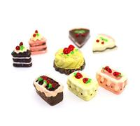 PSFDEWT 8 Pezzi Mini Cake Dollom House Decorazione Gioca al Cibo Set da Cucina per Le Ciambelle per la Torta per la casa delle Bambole Decorazioni da Cucina casa Mini