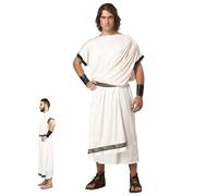 PSFDEWT Toga Costume Men Ancient Roman Greek Halloween Costume Soft Skin Agevolevole Soldato romano retrò con braccialetti a cintura, greco per il cosplay di feste (M) uomini toga