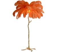 Psfghvz Lampada da Pavimento, Lampada da Terra in Piume di Struzzo Naturale, Luce Soffusa Lampada Orientabile, Vere Piume di Struzzo, Lampada da Comodino Romantica Decorazione