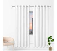 PSHCEE Tende Soggiorno 1 Pezzi 204 x 231 cm Poliestere Resistente, Termica Isolante Tinta Unita Tenda Isolante per Interni Finestre con Anelli, Bianco