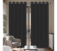 PSHYJUN Tende Camera da Letto Oscuranti 1 Pezzi 158 x 151 cm Moderne Termiche Tenda Antimosche a Fili per Il Soggiorno e La Camera, Nero
